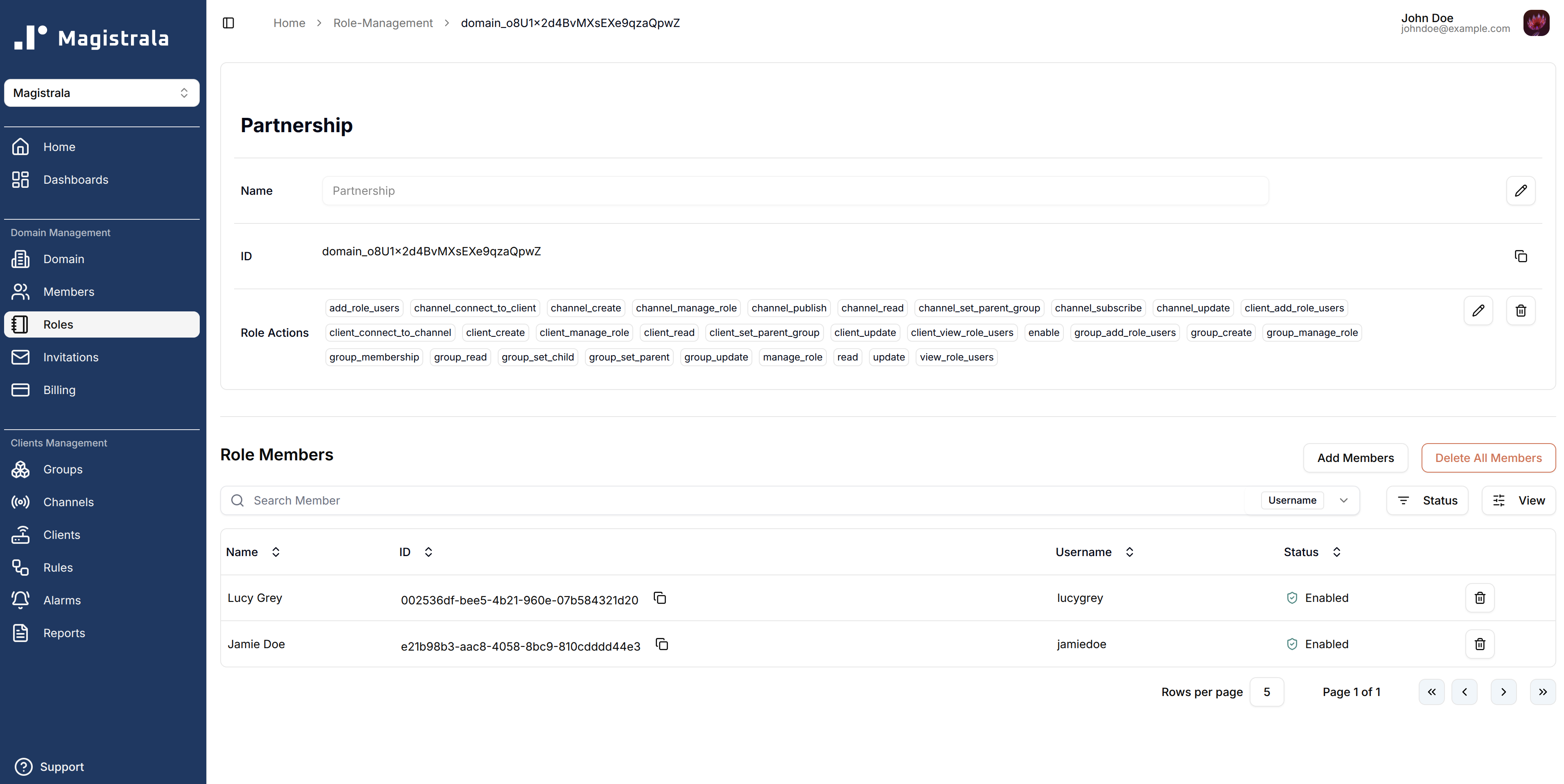 Domain Role Page