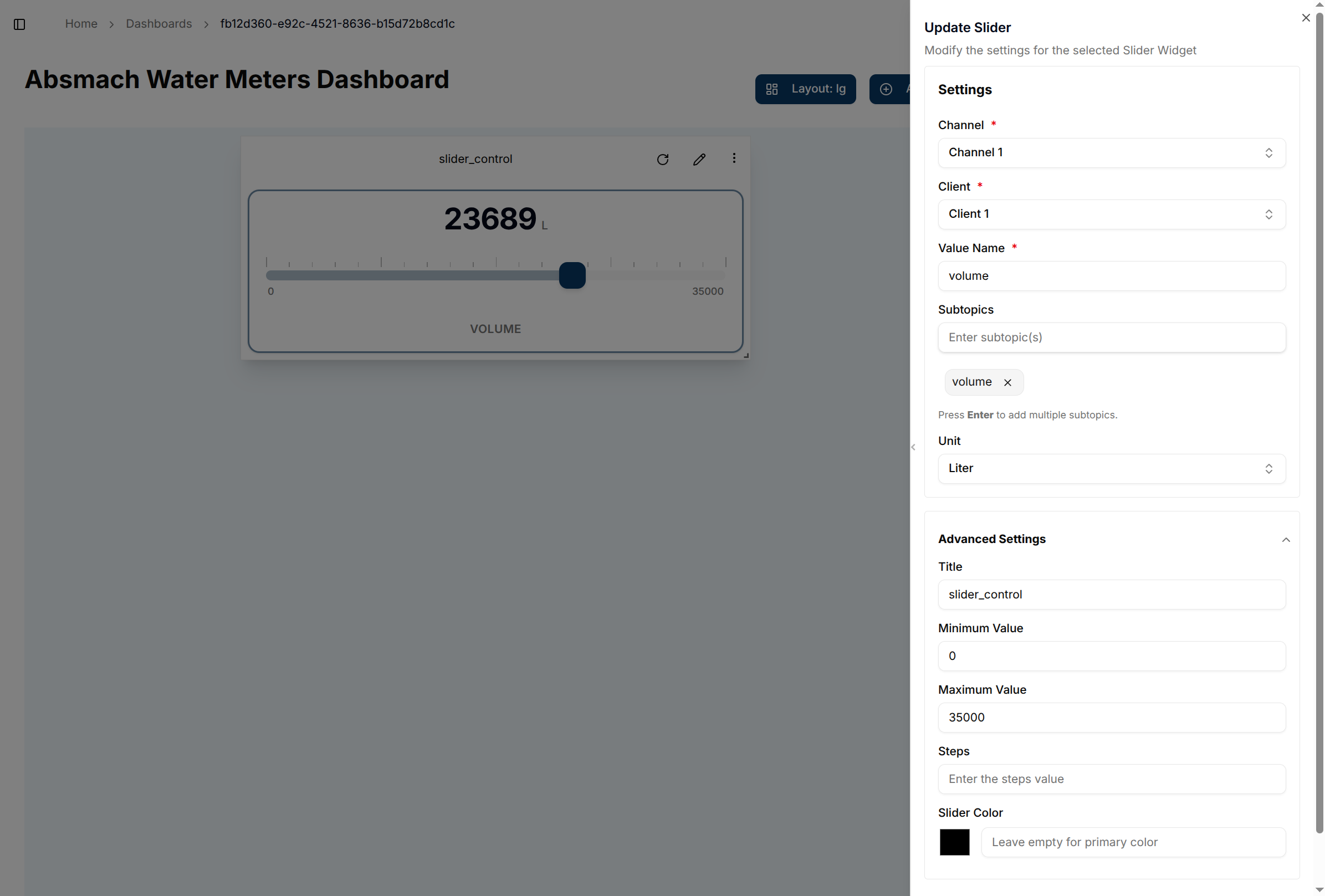 Edit Slider Dialog