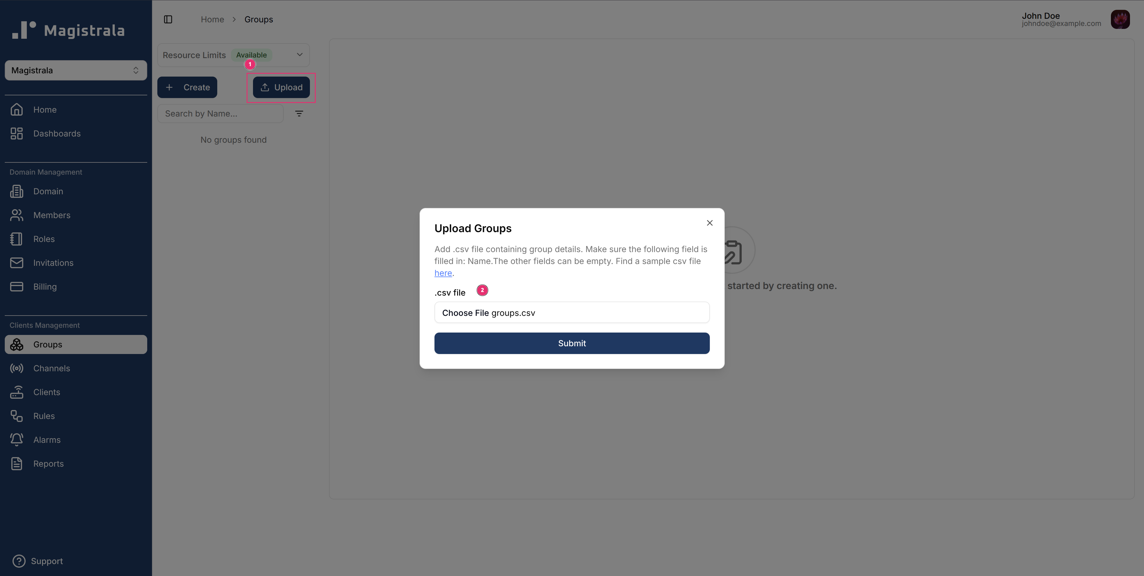 Bulk create groups