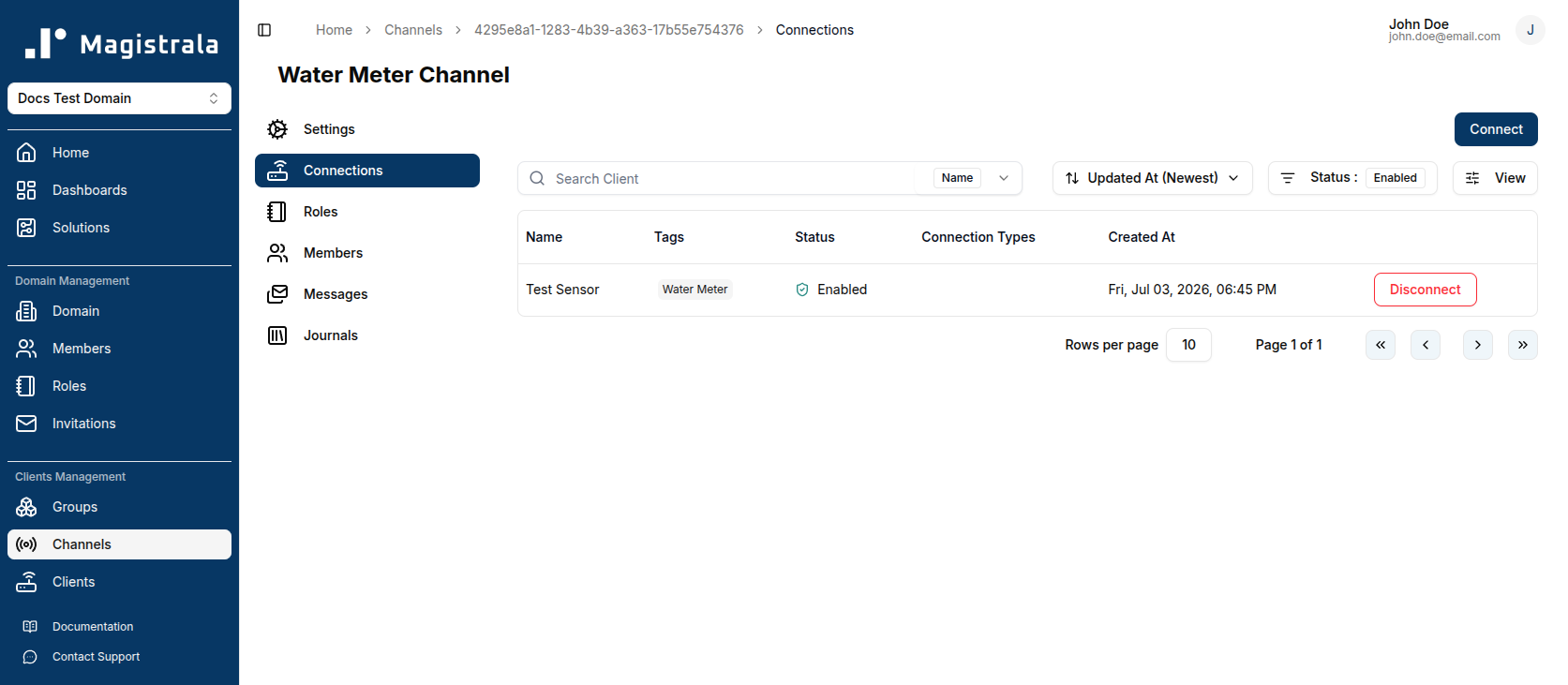 Disconnect client button