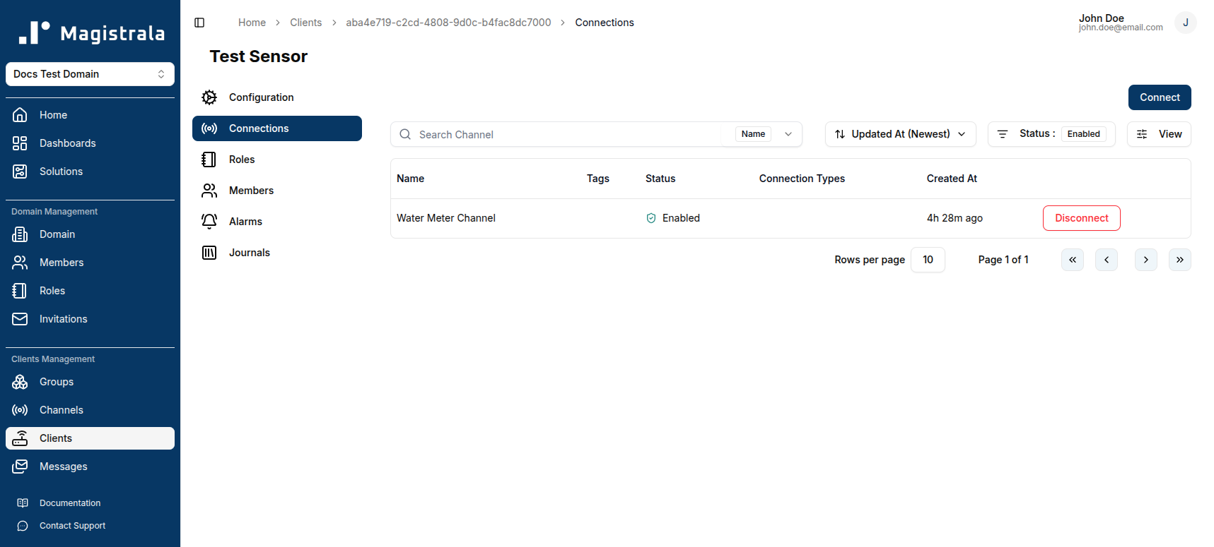 Connections page
