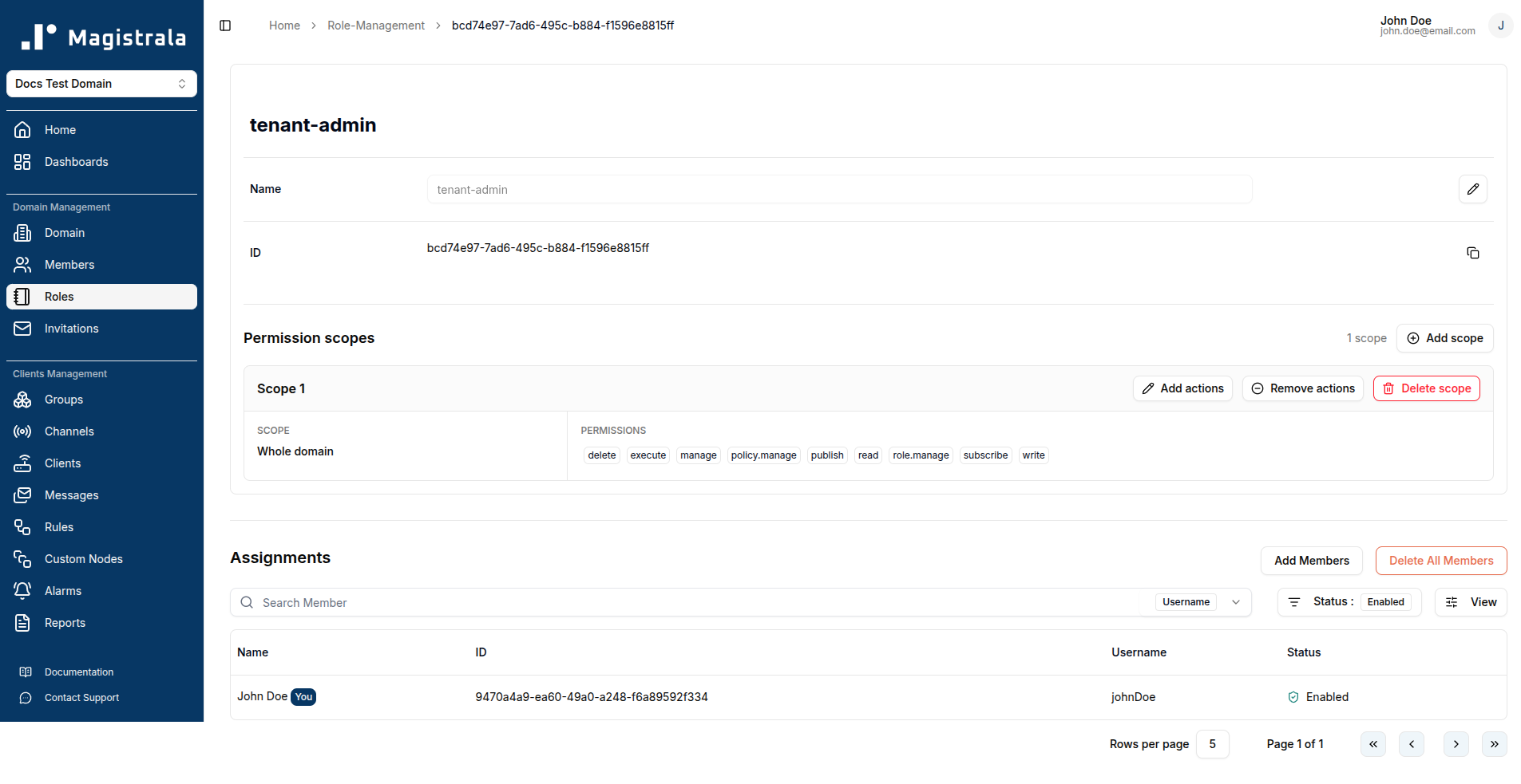 Domain Role Page