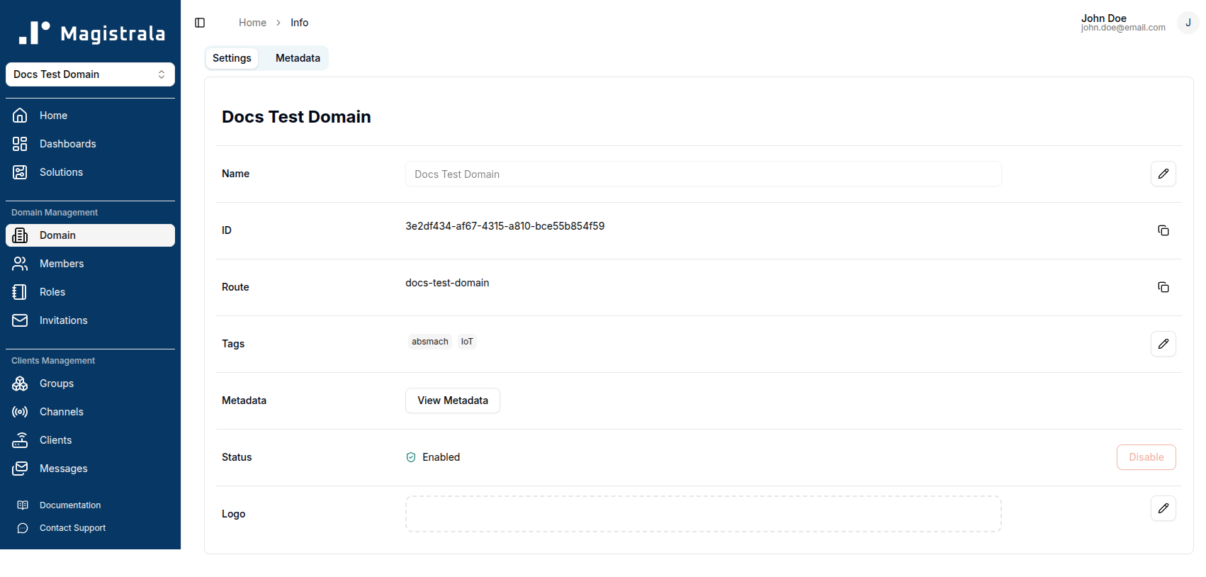 Domain Settings