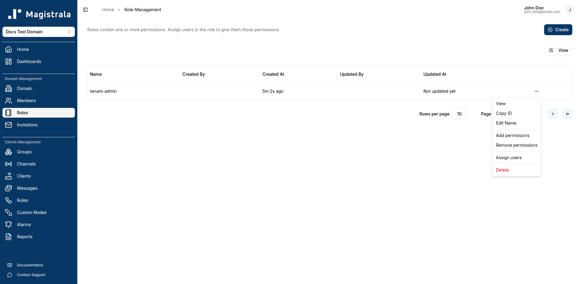 Domain Action Buttons