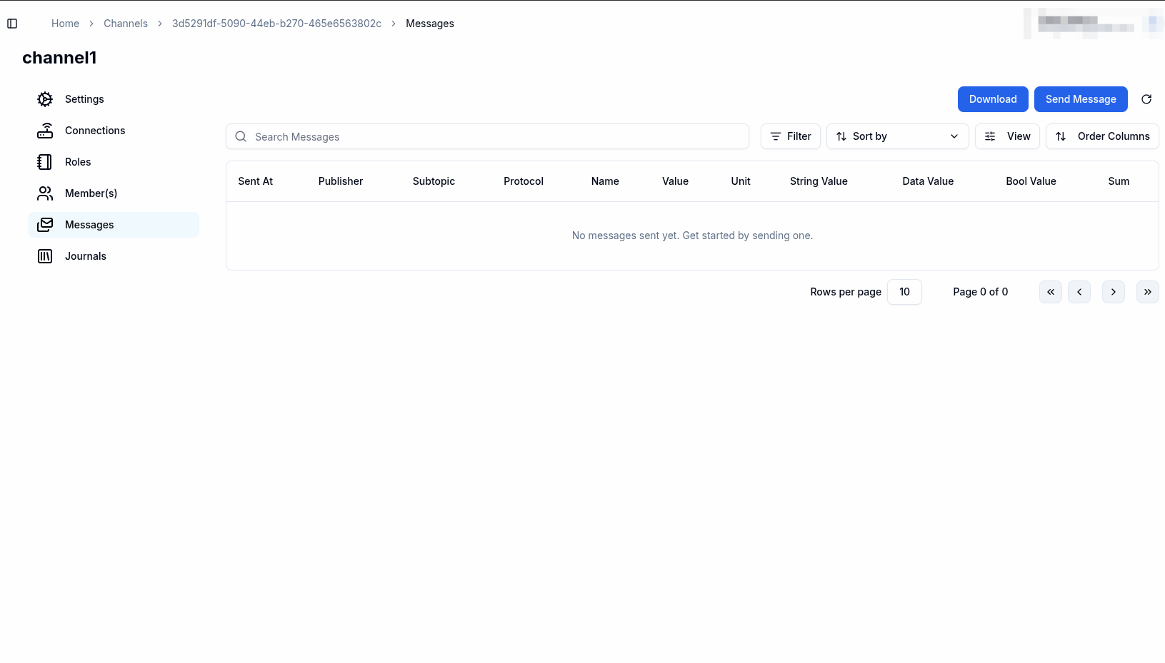 View messages page