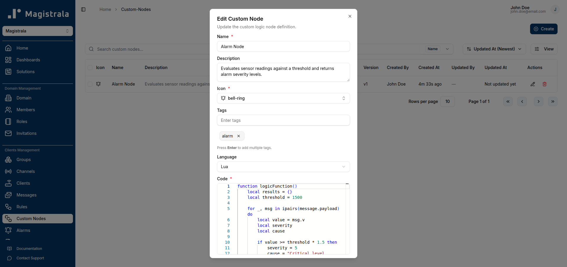 Edit Custom Node — updated code