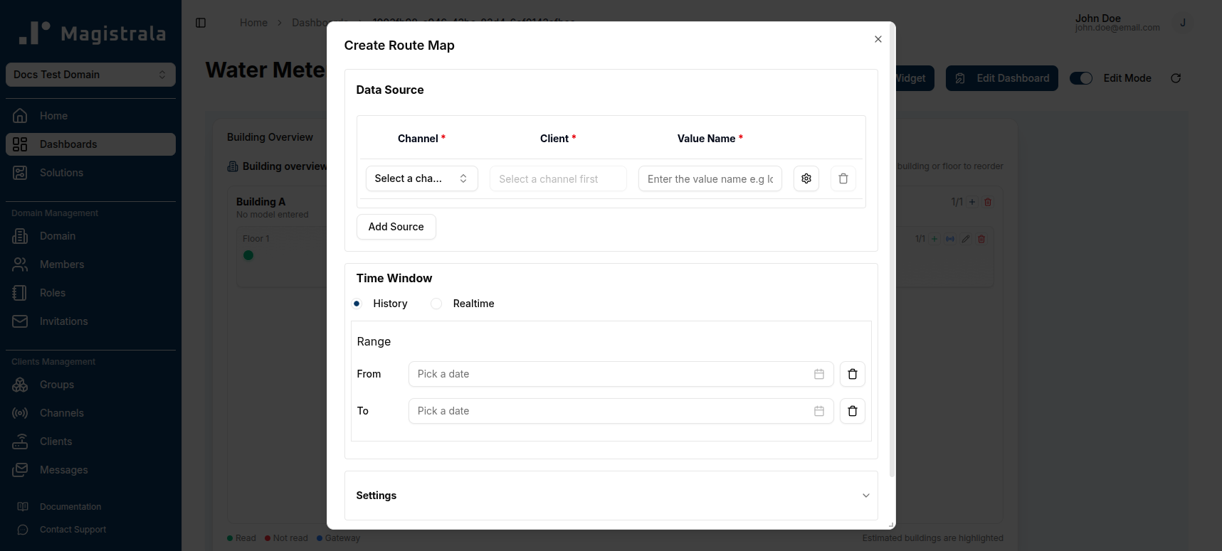 Create Route Map Dialog
