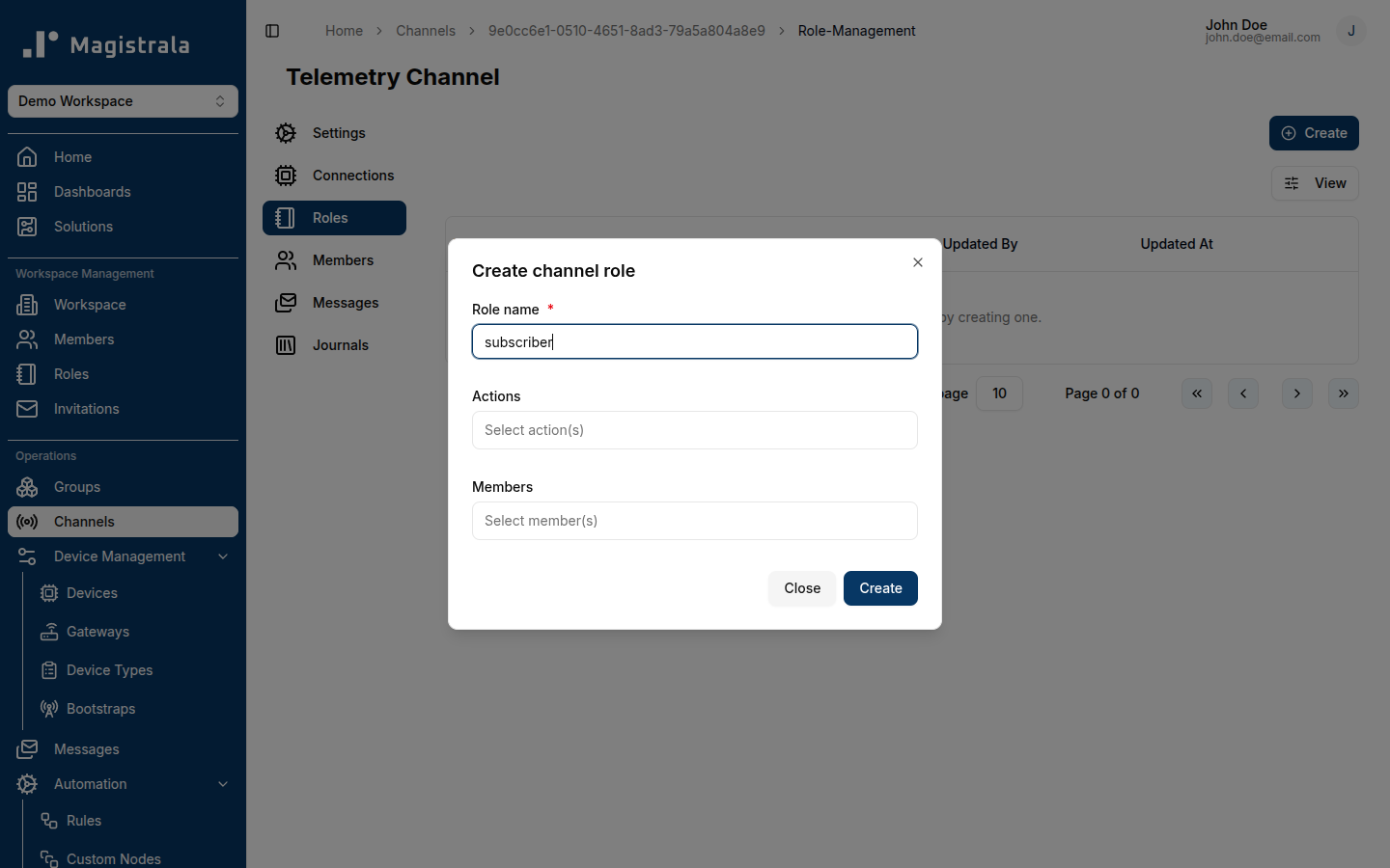 Channel role information