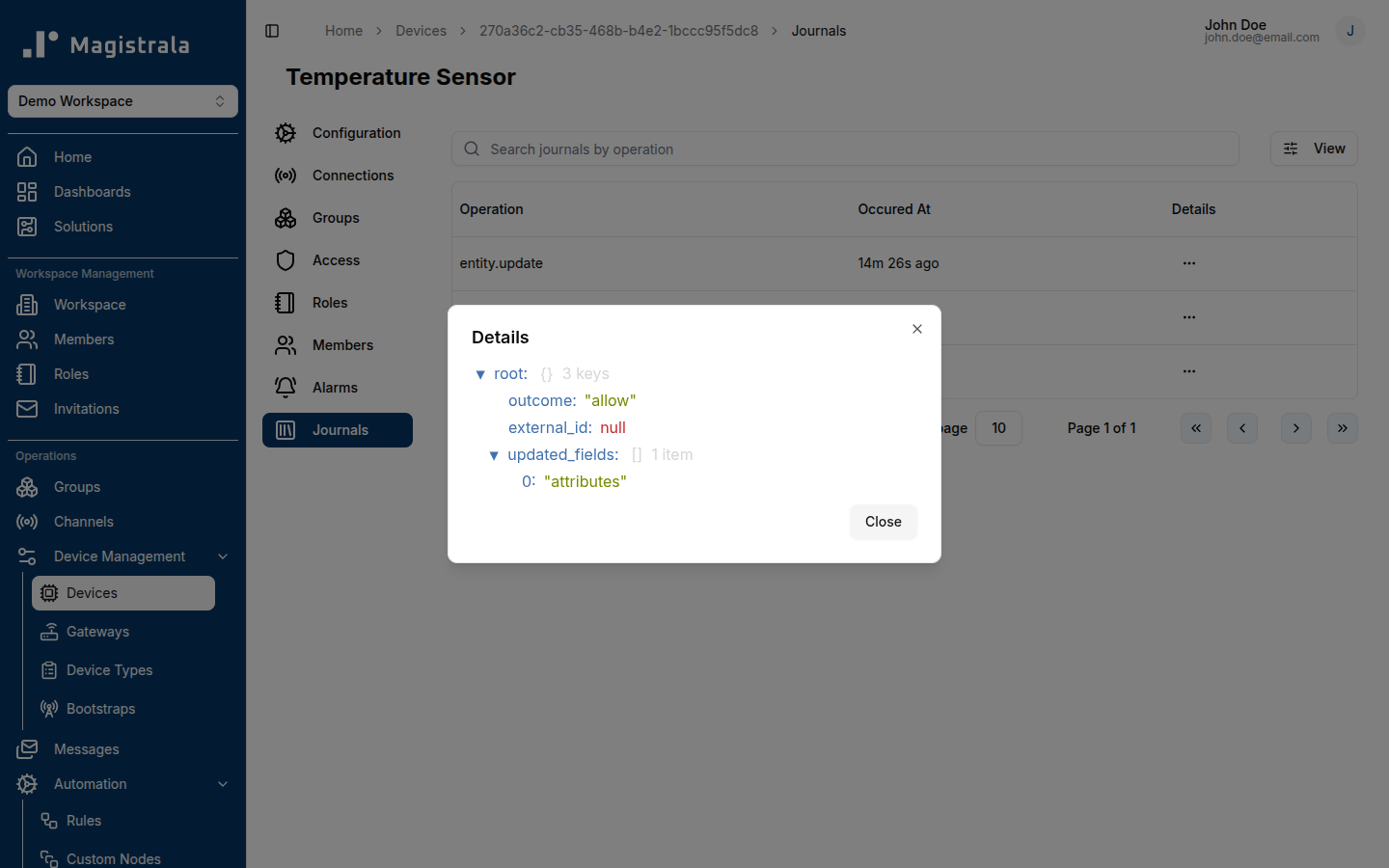 View Device Audit Log Actions
