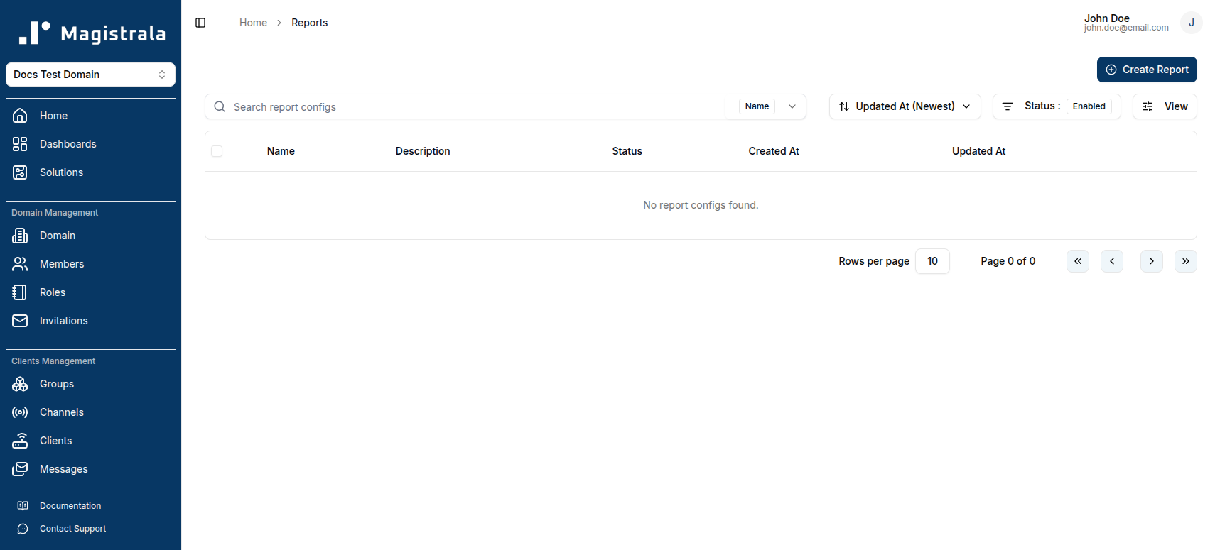 Reports Table