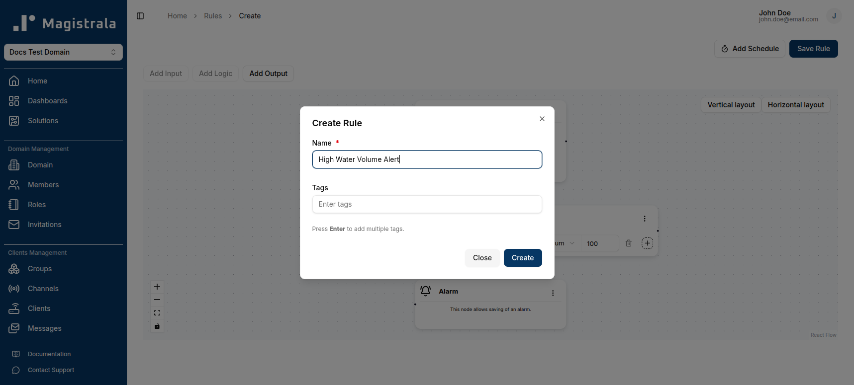 Create a Rule Dialog