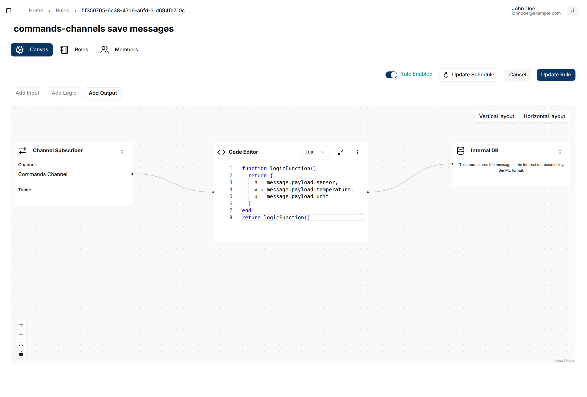 Storage with json input