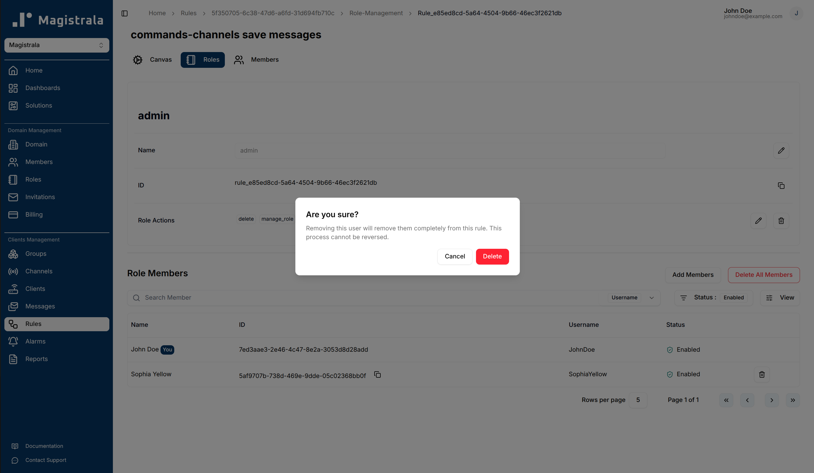 Delete role members