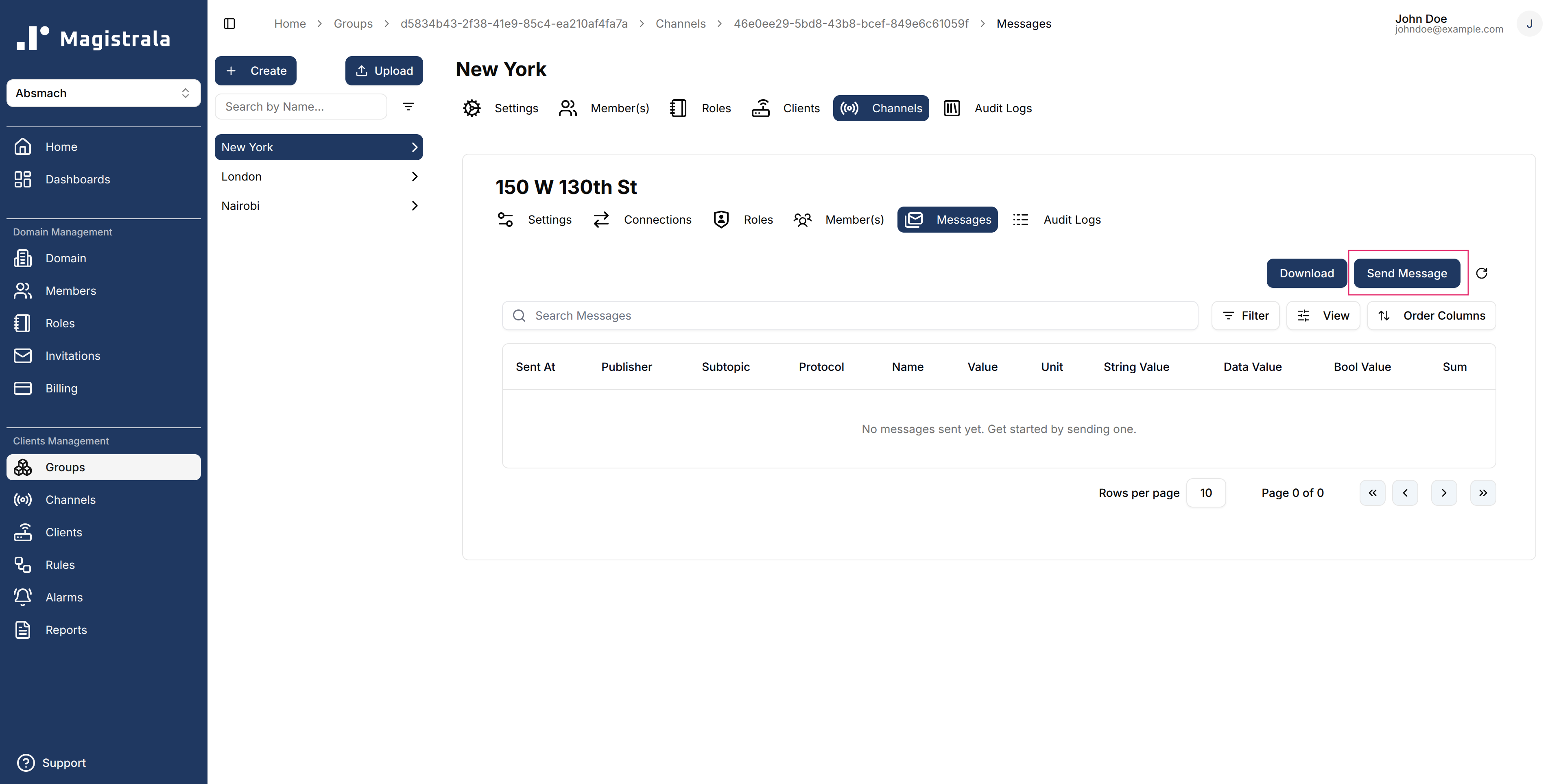 View Messages Page