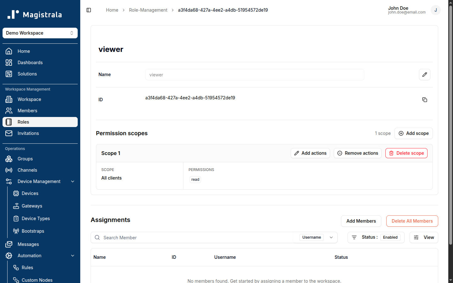 Workspace Role Page