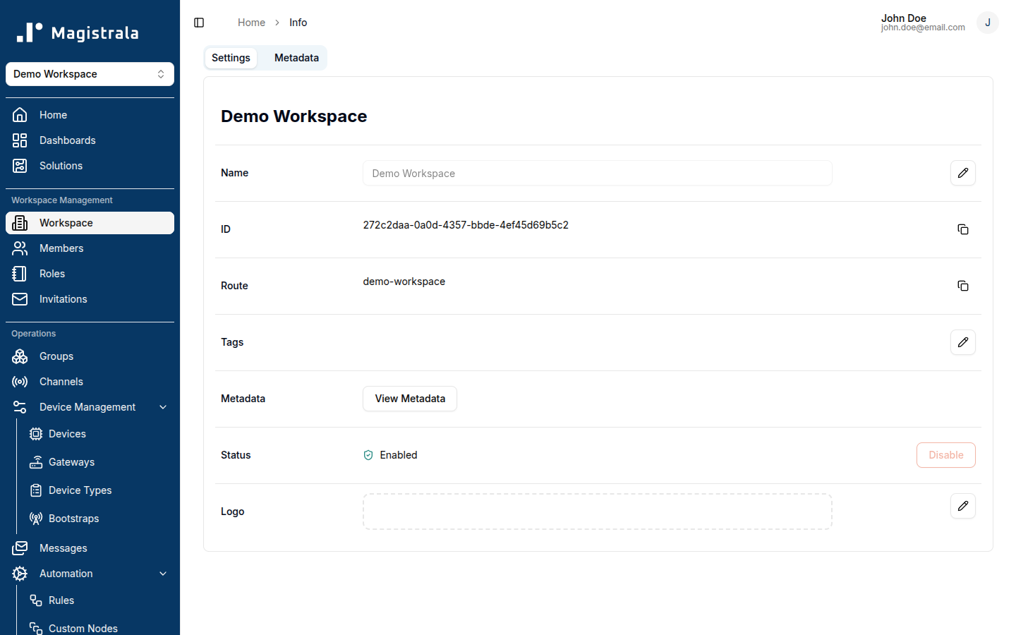 Workspace Settings
