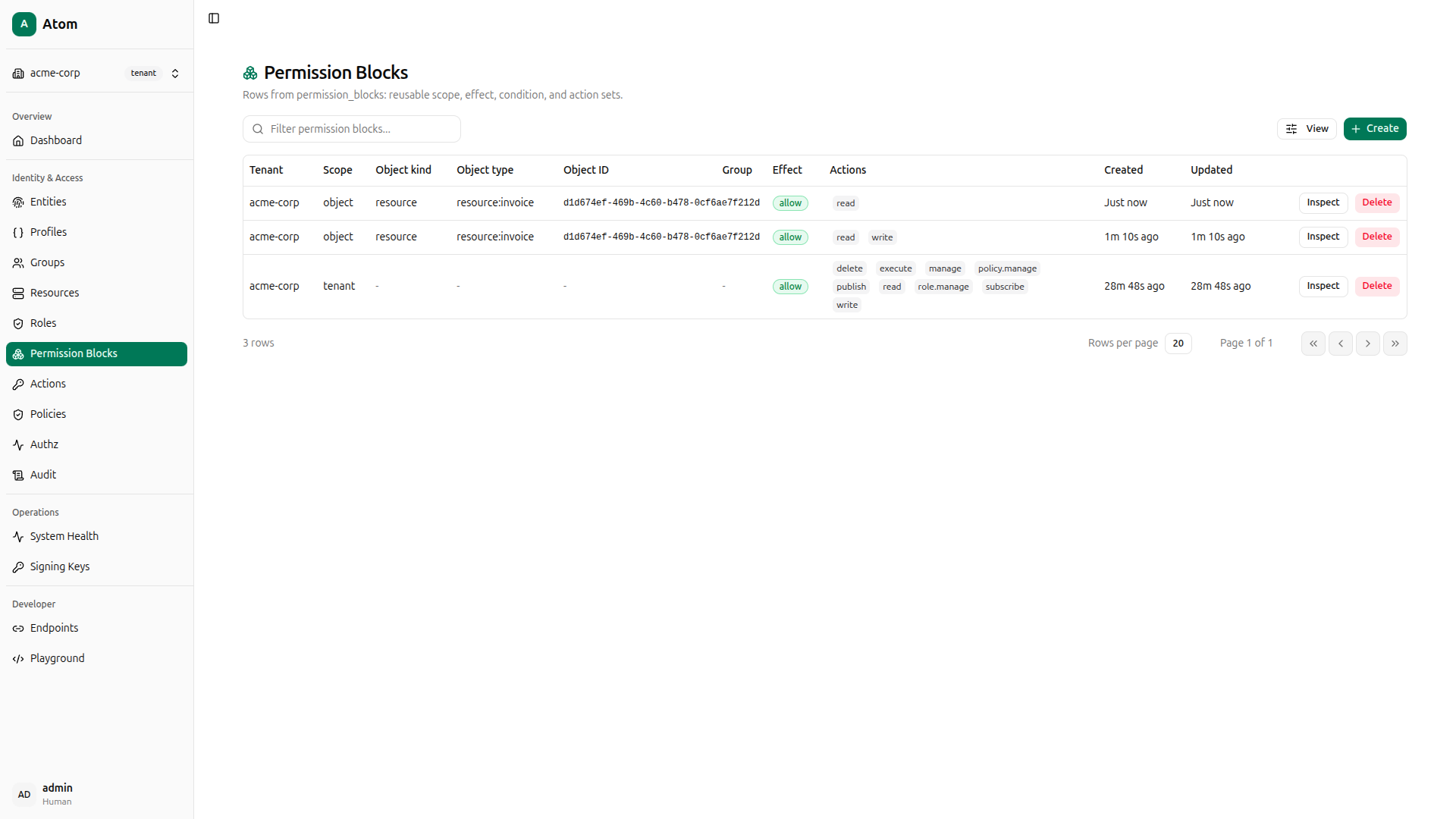 Both permission blocks created