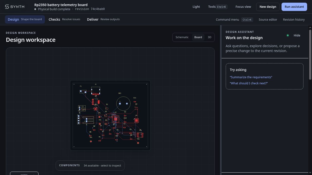 The routed PCB with the board explorer inventory